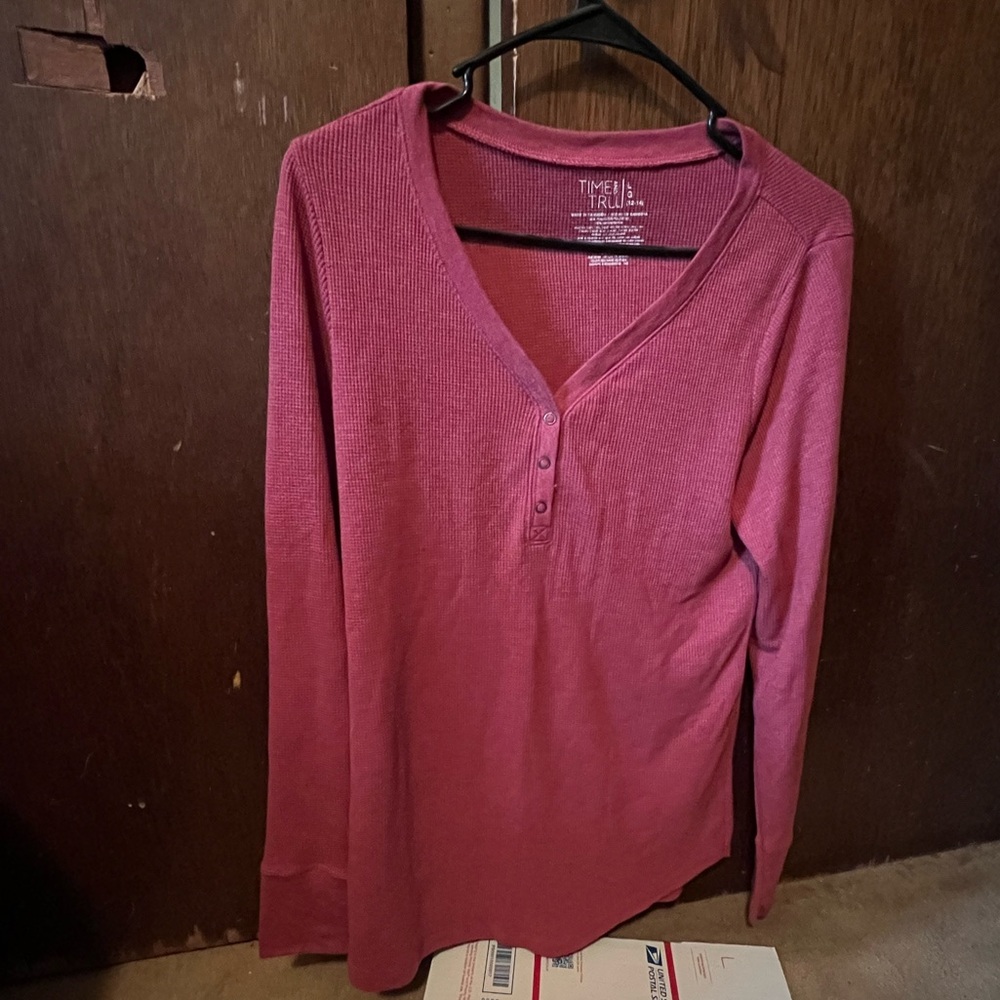Time and True Long Sleeve Stretchy Button Up Top